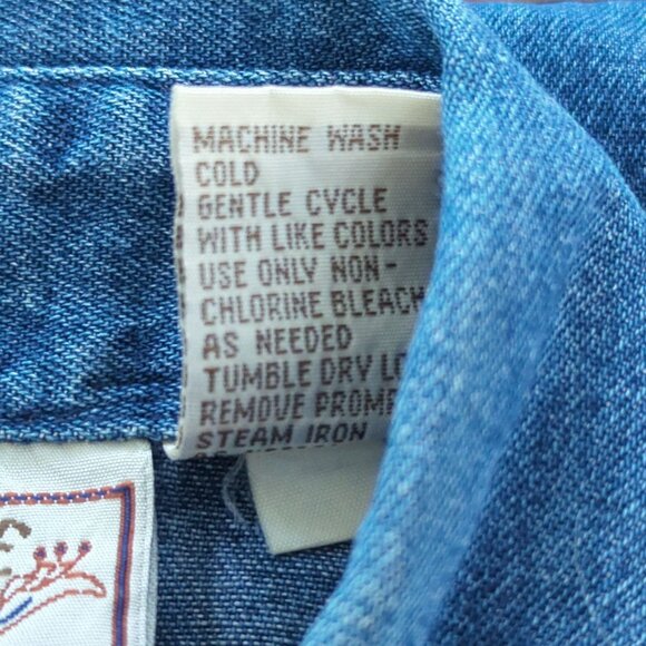 Rhythm Blue Vintage Shirt Western Denim Velvet Embroidered Floral Women L - Picture 7 of 14